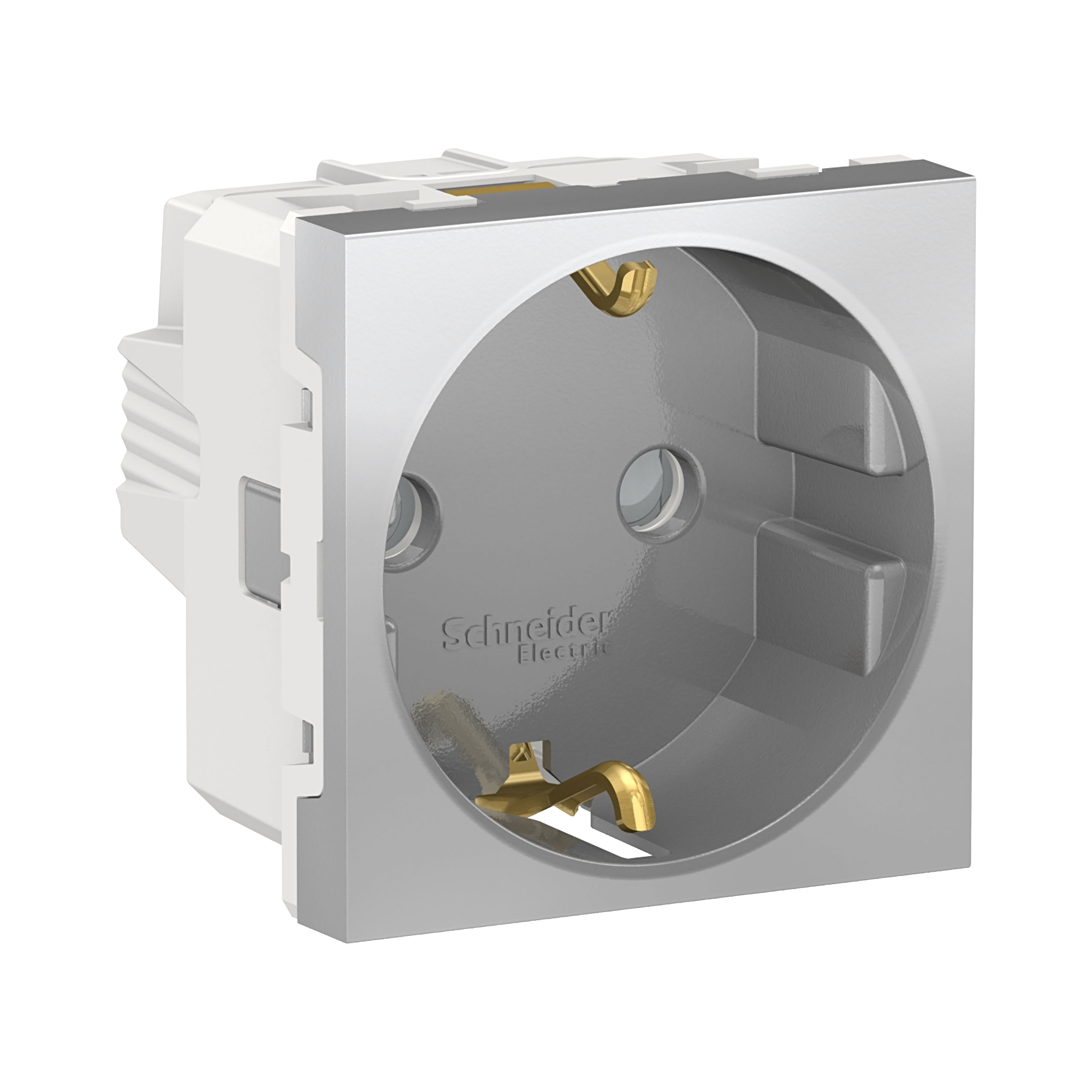Розетка с заземл., со шторками, винт. зажим, 16А, 250В (алюминий) Unica Modular  Schneider Electric, NU303730