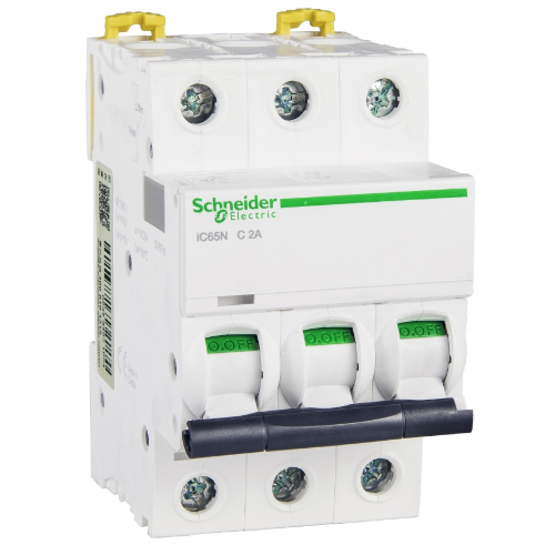 iC65N 3P 2А Автоматический выключатель 3-полюсный, 2А, 6кА (хар-ка C) Schneider Electric, A9F18302