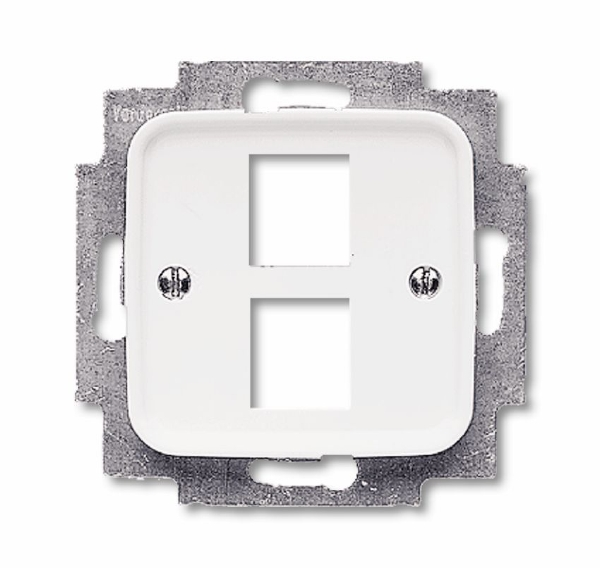 2561-02-214 Плата центральная (накладка) для 2-х разъёмов Modular Jack (артикулы 0210, 0211 и 0219), серия Reflex SI, цвет альпийский белый ABB