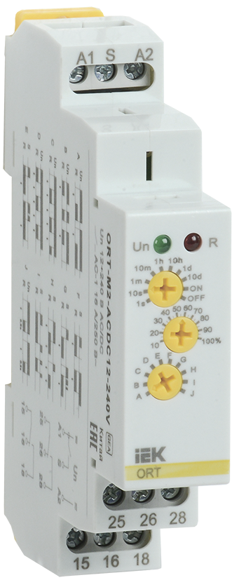 Реле времени ORT многофункциональное 2 контакта 12-240В AC/DC IEK, ORT-M2-ACDC12-240V