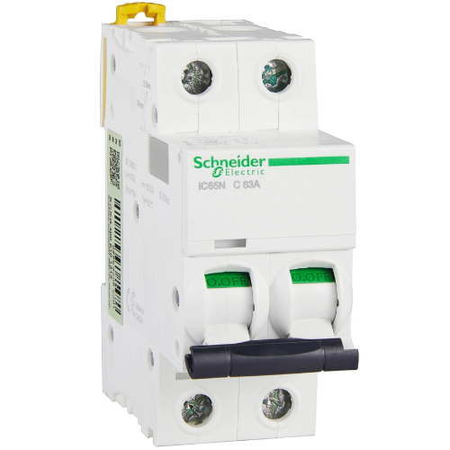 iC65N 2P 63А Автоматический выключатель 2-полюсный, 63А, 6кА (хар-ка C) Schneider Electric, A9F18263