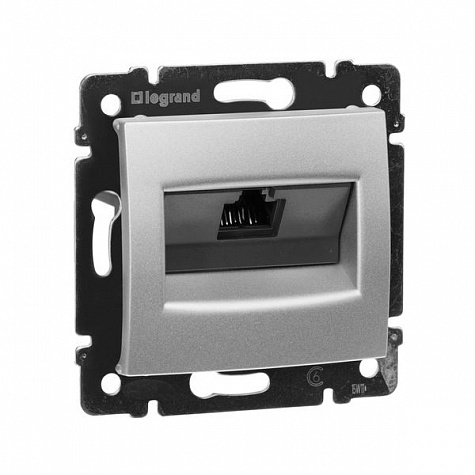 Розетка компьютерная одинарная RJ45, UTP Cat 6, (алюминий) Valena Legrand, 770246