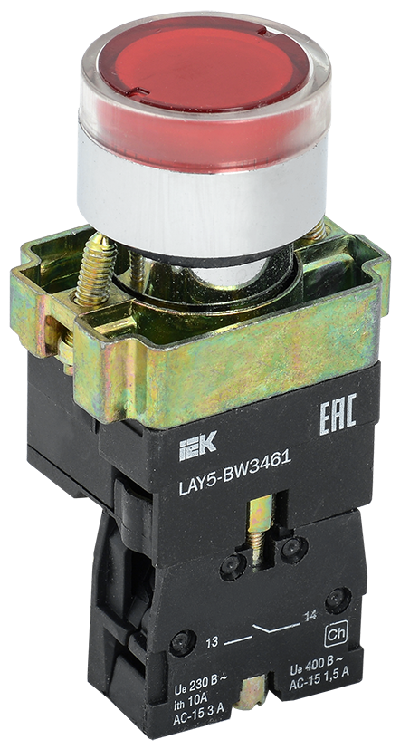 LAY5-BW3461 Кнопка управления красная d22мм с подсветкой 1нз ИЭК, BBT50-BW-K04