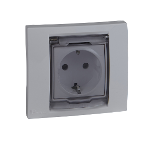 Розетка с крышкой с з/к, винт. зажим, IP44 в сборе (белый) Unica Schneider Electric, MGU61.037.18