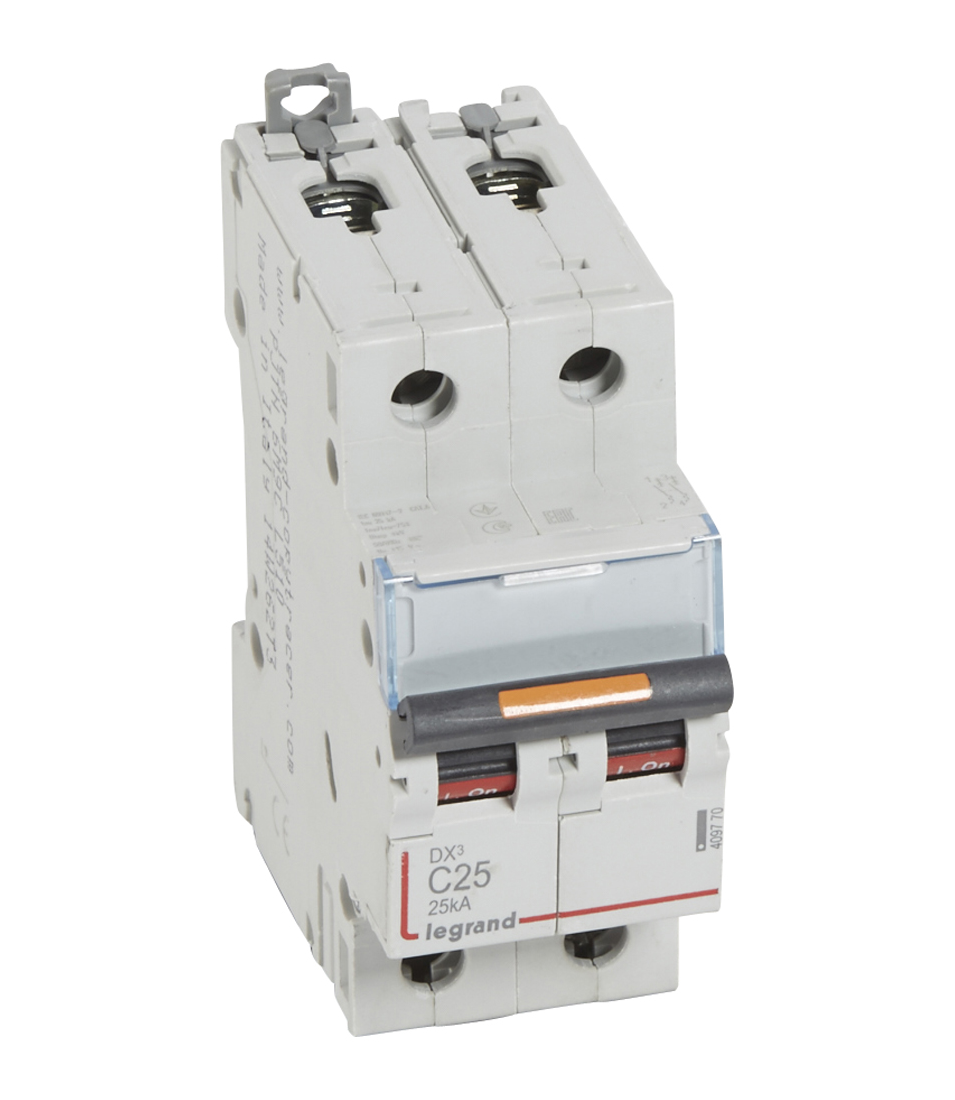 DX3 Автоматический выключатель 2-полюсный 25A 25kA (хар-ка C) Legrand, 409770