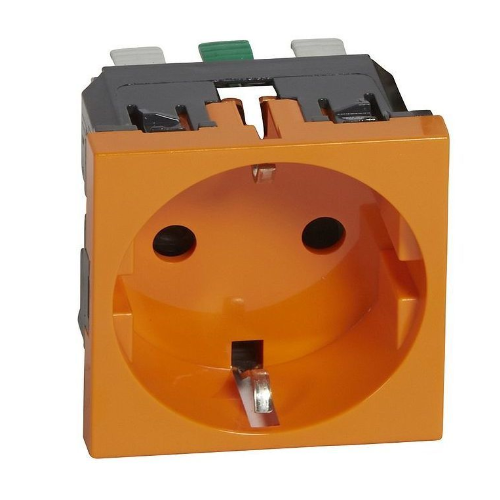 Розетка 2P+E с защитными шторками (оранжевая) немец.стандарт Mosaic Legrand, 077217