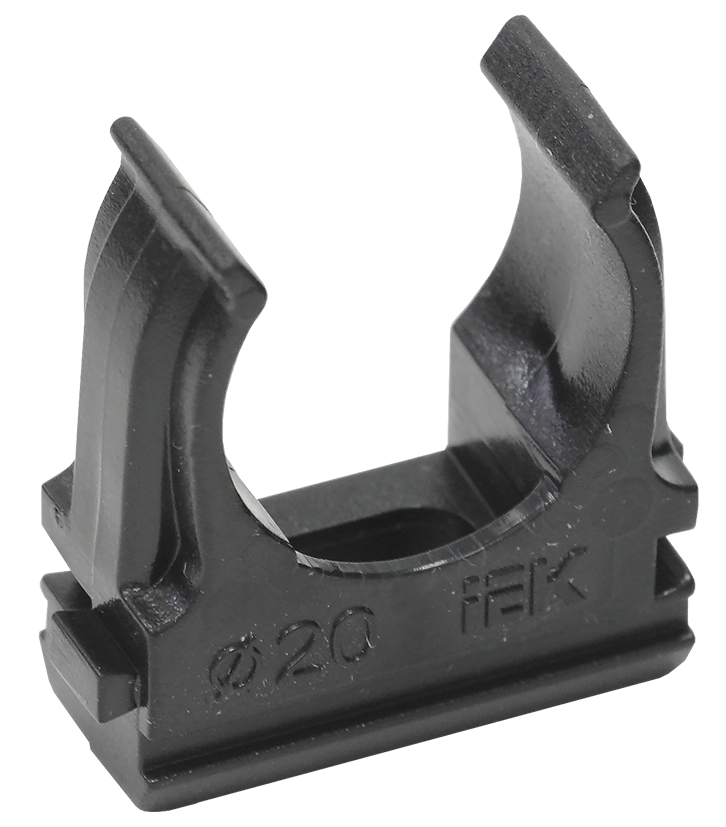 CF20 Держатель с защёлкой для труб d20 (черный) ИЭК, CTA10D-CF20-K02-100