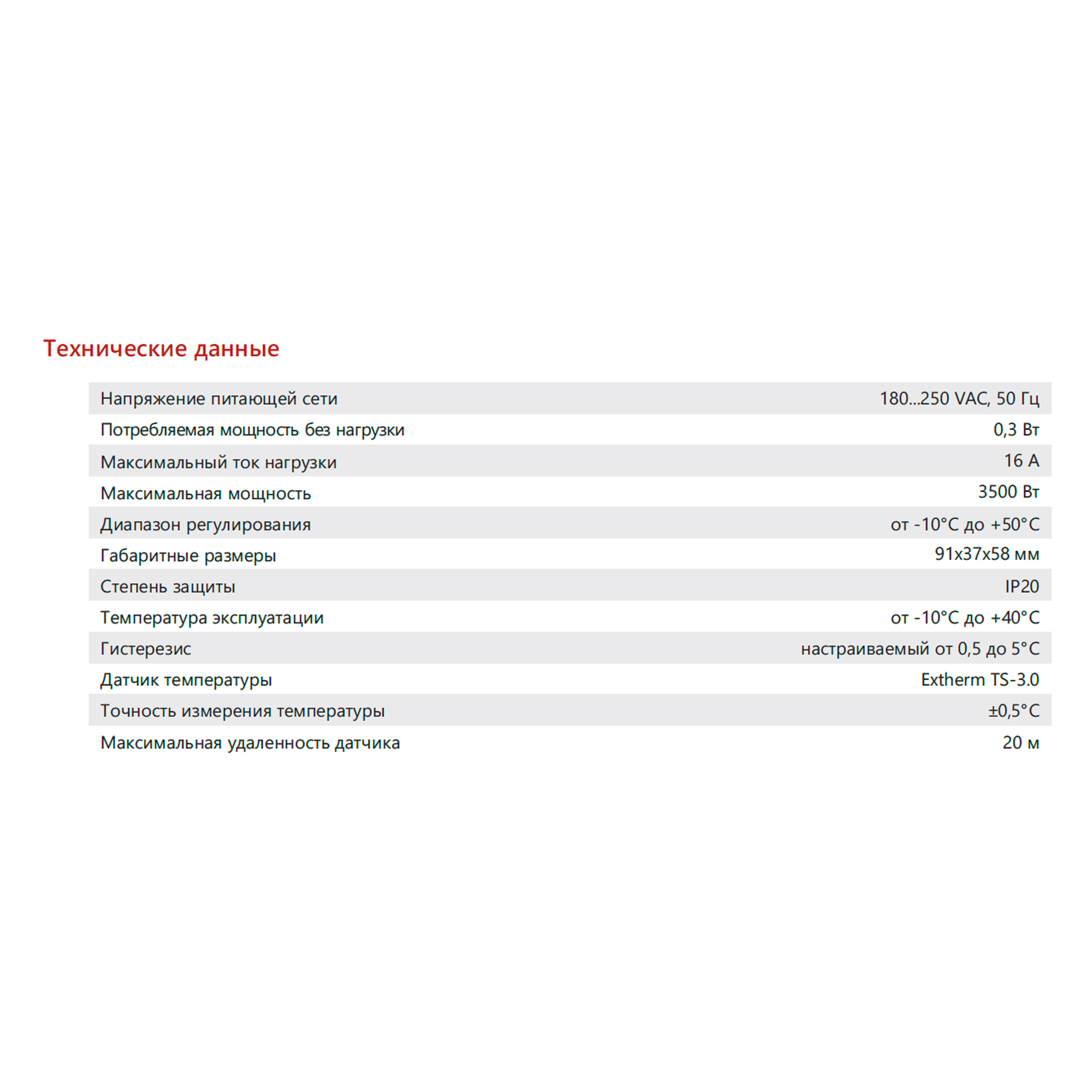 Extherm Extherm Th-pipe Термостат для управления системой электрообогрева на трубопроводах/резервуарах с настраиваемым гистерезисом (в комплекте с датчиком температуры воздуха)