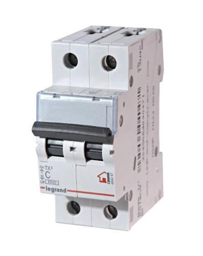 TX3 Автоматический выключатель 2-полюсный, 6А, 6kА (хар-ка В) Legrand, 403983