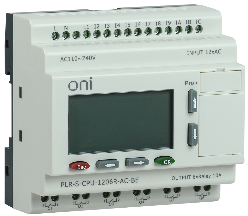 Логическое реле PLR-S, CPU1206(R) 220В AC с экраном ONI, PLR-S-CPU-1206R-AC-BE