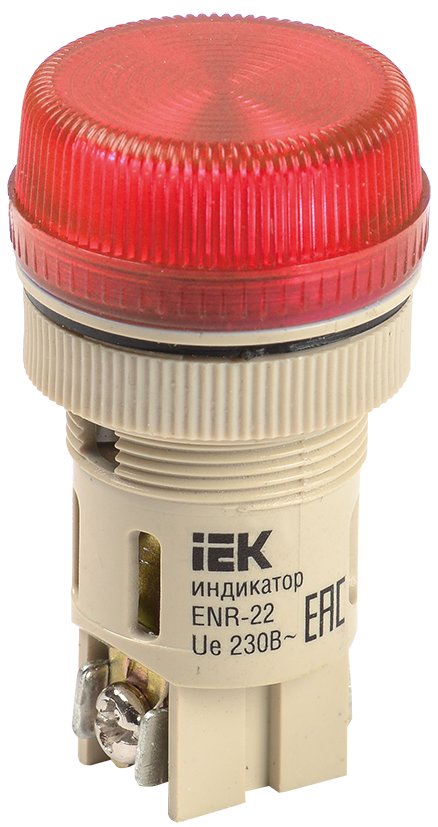ENR-22 Лампа сигнальная d22мм красный неон/240В цилиндр ИЭК, BLS40-ENR-K04