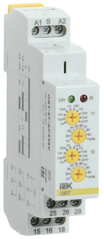 Реле времени ORT, 2 контакта 2 уст. 230В AC IEK, ORT-2T-AC230V