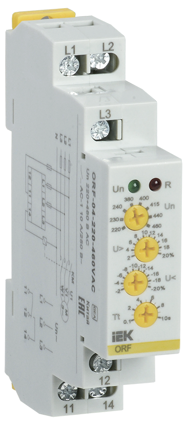 Реле контроля фаз ORF 04, 3 фазы 220-460В AC ИЭК, ORF-04-220-460VAC