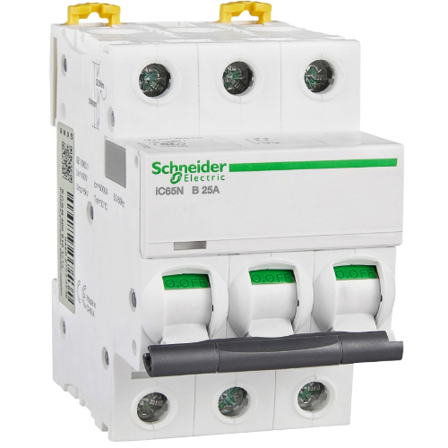 iC65N 3P 25А Автоматический выключатель 3-полюсный, 25А, 6кА (хар-ка B) Schneider Electric, A9F17325