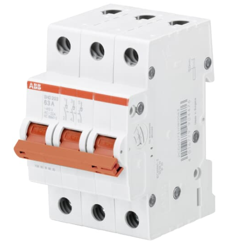 SHD203/25 Рубильник 3-полюсный модульный 25А (красный рычаг) ABB, 2CDD273111R0025