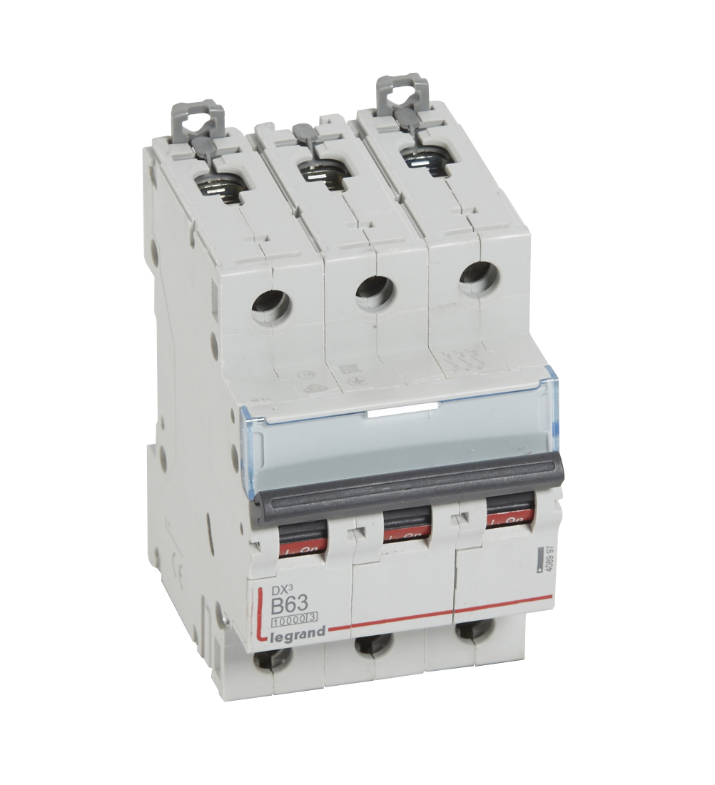 DX3 Автоматический выключатель 3-полюсный B63A 16kA (хар-ка B) Legrand, 408997