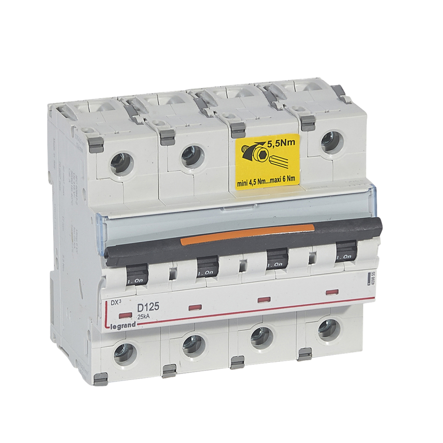DX3 Автоматический выключатель 4-полюсный 125A 25kA (хар-ка D) Legrand, 409855