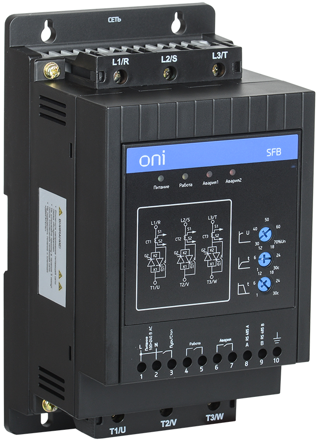 Устройство плавного пуска SFB 3Ф 380В 7,5кВт 15A Uупр 110-220В Modbus ONI, SFB-33-D75-A-10