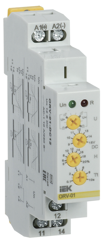 Реле напряжения ORV, 1 фаза 12В DC IEK, ORV-01-DC12