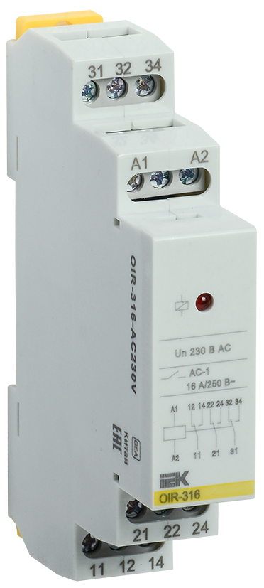 Промежуточное реле OIR, 3 контакта (16А), 230В AC IEK, OIR-316-AC230V