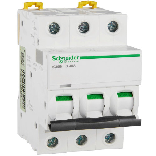 iC65N 3P 40А Автоматический выключатель 3-полюсный, 40А, 6кА (хар-ка D) Schneider Electric, A9F19340