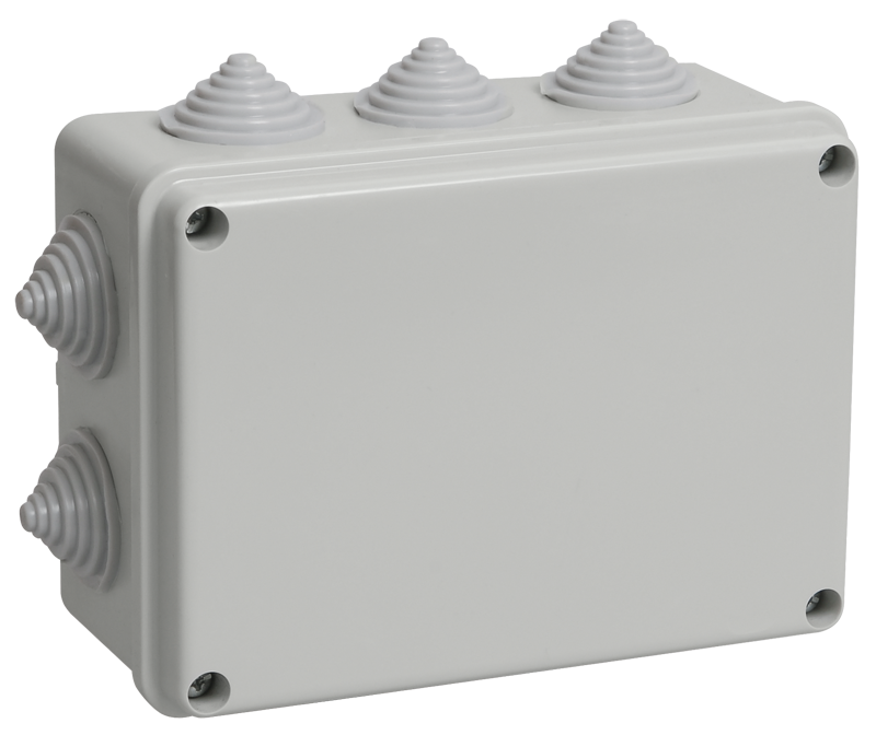 КМ41241 Коробка распаячная для о/п 150х110х70 мм IP44 (RAL7035, 10 гермовводов)Разъём RJ-45 FTP для кабеля кат.6 IEK, UKO10-150-110-070-K41-44