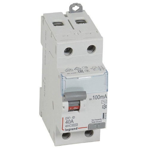 DX3 Блок утечки тока (УЗО) 2-полюсный, 40А, 100mA, тип AC Legrand, 411515