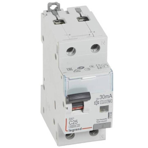 DX3 дифференциальный автоматический выключатель 1P+N, 25A, 30mA, 6kA (хар-ка C) Legrand, 411096
