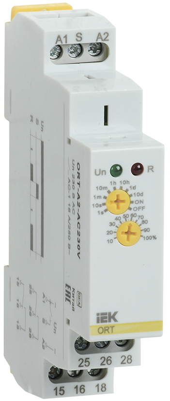 Реле задержки включения ORT, 2 контакта 230В AС IEK, ORT-A2-AC230V
