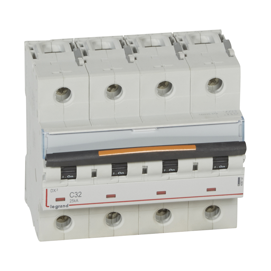DX3 Автоматический выключатель 4-полюсный 32A 25kA (хар-ка C) Legrand, 409797