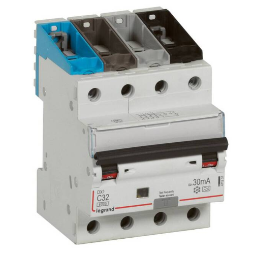 DX3 дифференциальный автоматический выключатель 4-полюсный, 32A, 30mA, тип А, 6kA (хар-ка C) Legrand, 411237