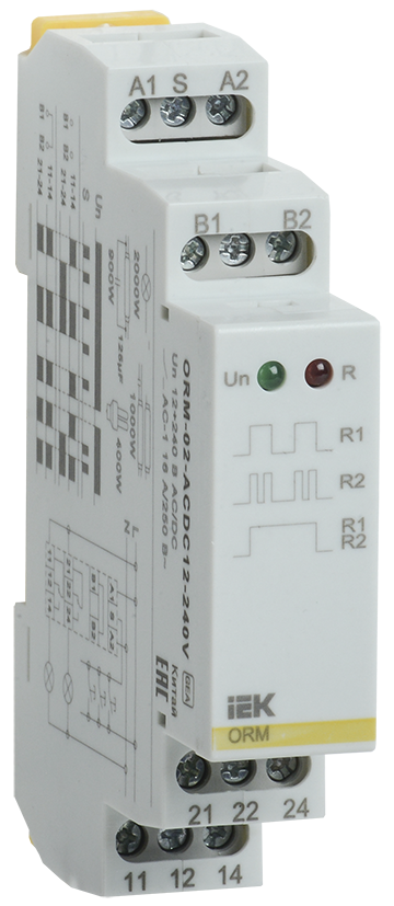 Импульсное реле ORM, 2 контакта 12-240В AC/DC IEK, ORM-02-ACDC12-240V