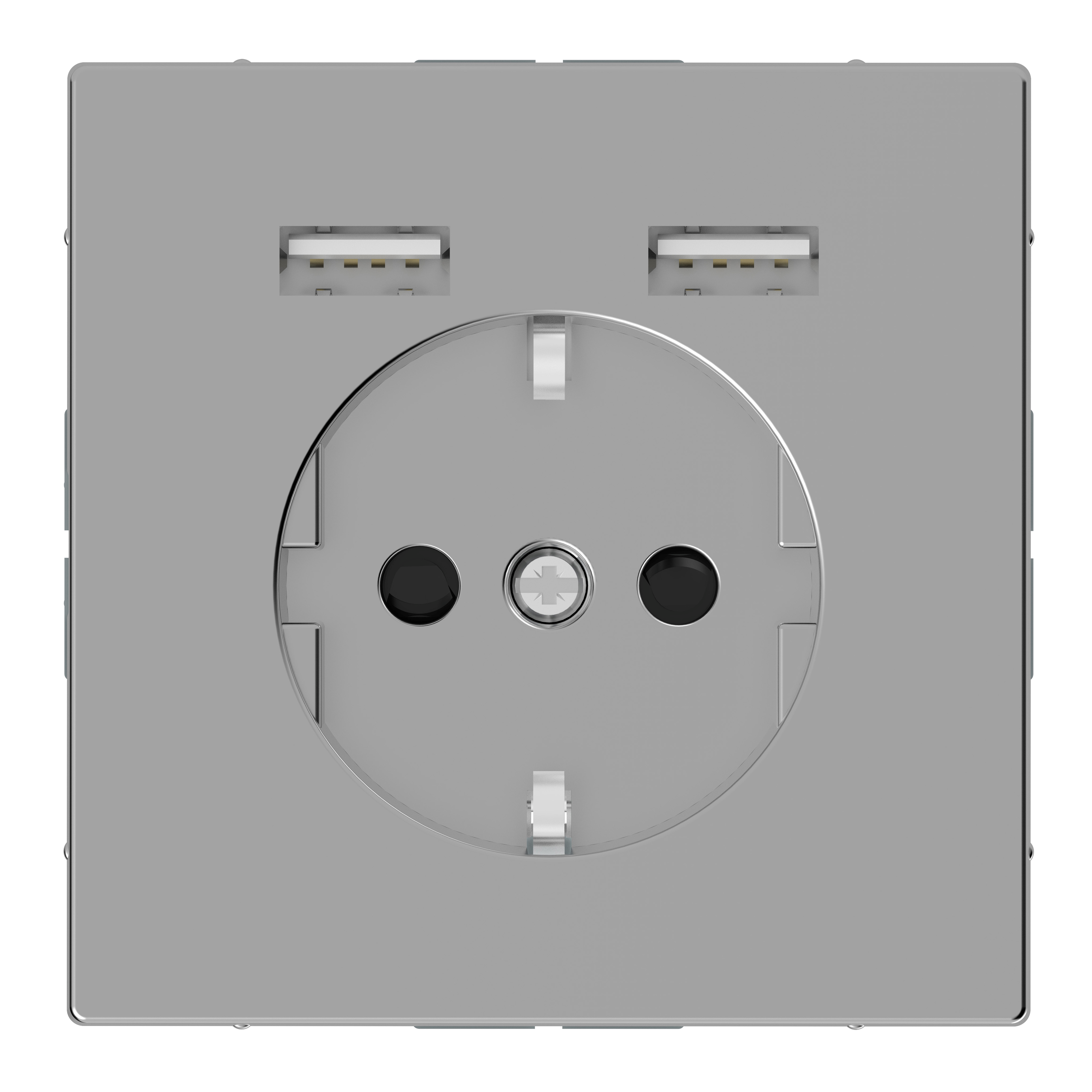 Розетка SCHUKO с 2 USB c зарядным устройством 2,4 a, sdl (нержавеющая сталь) Merten Schneider Electric, MTN2366-6036