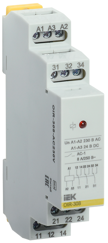 Промежуточное реле OIR, 3 контакта (8А), 230В AC IEK