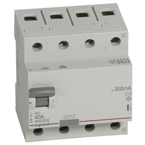 RX3 Блок утечки тока (УЗО) 4-полюсный, 40А, 300mA, тип АC Legrand, 402071