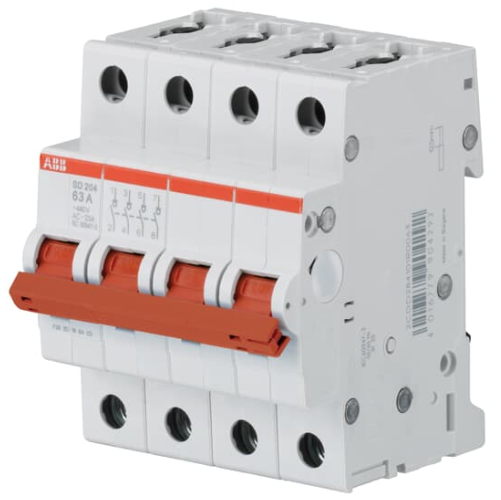 SD204/40 Рубильник 4-полюсный модульный 40А (красный рычаг) ABB, 2CDD284101R0040