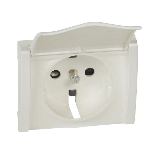 Накладка для розетки 2К+З с крышкой, с защитными шторками (pearl) Galea Life Legrand, 771522