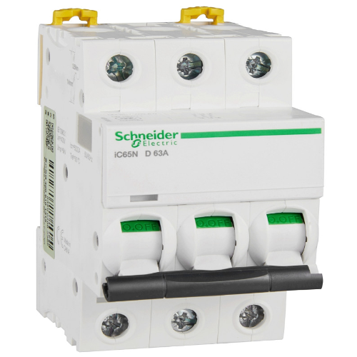 iC65N 3P 63А Автоматический выключатель 3-полюсный, 63А, 6кА (хар-ка D) Schneider Electric
