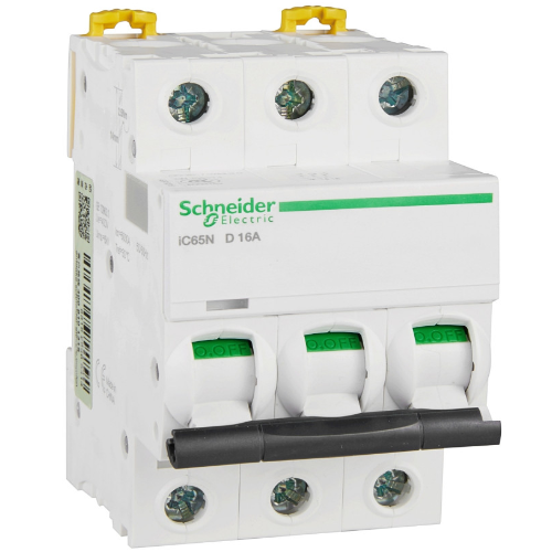 iC65N 3P 16A Автоматический выключатель 3-полюсный, 16А, 6кА (хар-ка D) Schneider Electric