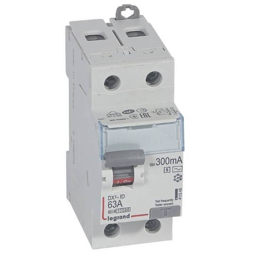 DX3 Блок утечки тока (УЗО) 2-полюсный, 63A, 300mA, тип АC, S Legrand, 411543