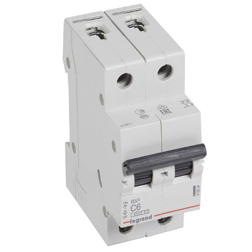 RX3 Автоматический выключатель 2-полюсный 6А 4,5кА (хар-ка С) Legrand, 419694