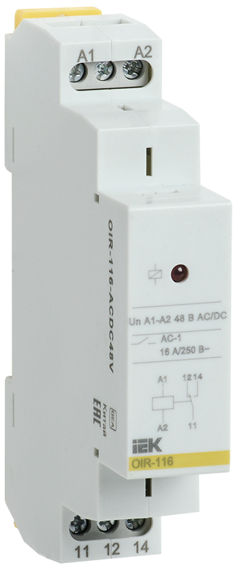Промежуточное реле OIR, 1 контакт (16А), 48В AC/DC IEK, OIR-116-ACDC48V
