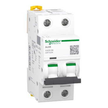 iC60N 2P 6A Автоматический выключатель 2-полюсный, 6А, 6кА (хар-ка D) Schneider Electric, A9F75206