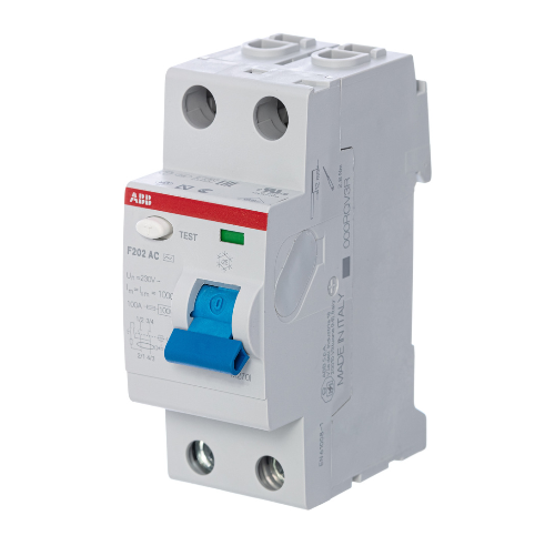 F202 AC 80/100 Блок утечки тока 2-полюсный, 80A, 100mA, тип АC (УЗО) ABB, 2CSF202001R2800