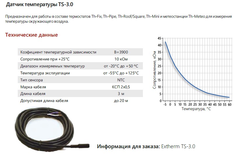 Extherm EXTHERM TS-3.0 - Универсальный датчик температуры