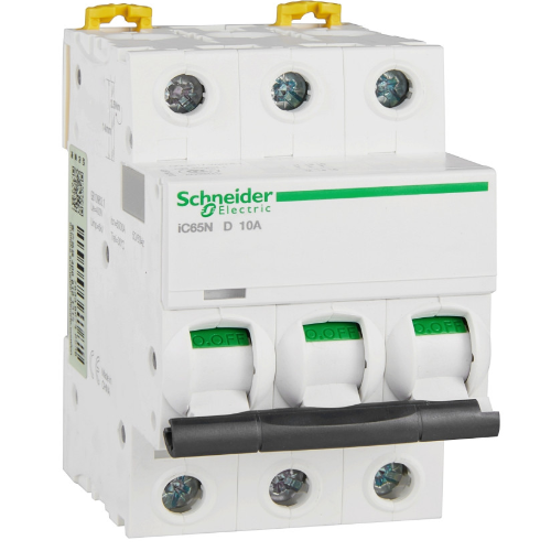 iC65N 3P 10A Автоматический выключатель 3-полюсный, 10А, 6кА (хар-ка D) Schneider Electric, A9F19310