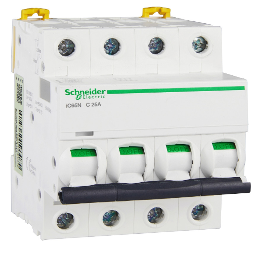 iC65N 4P 25А Автоматический выключатель 4-полюсный, 25А, 6кА (хар-ка C) Schneider Electric, A9F18425