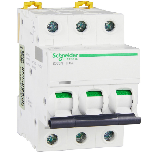 iC65N 3P 6A Автоматический выключатель 3-полюсный, 6А, 6кА (хар-ка D) Schneider Electric