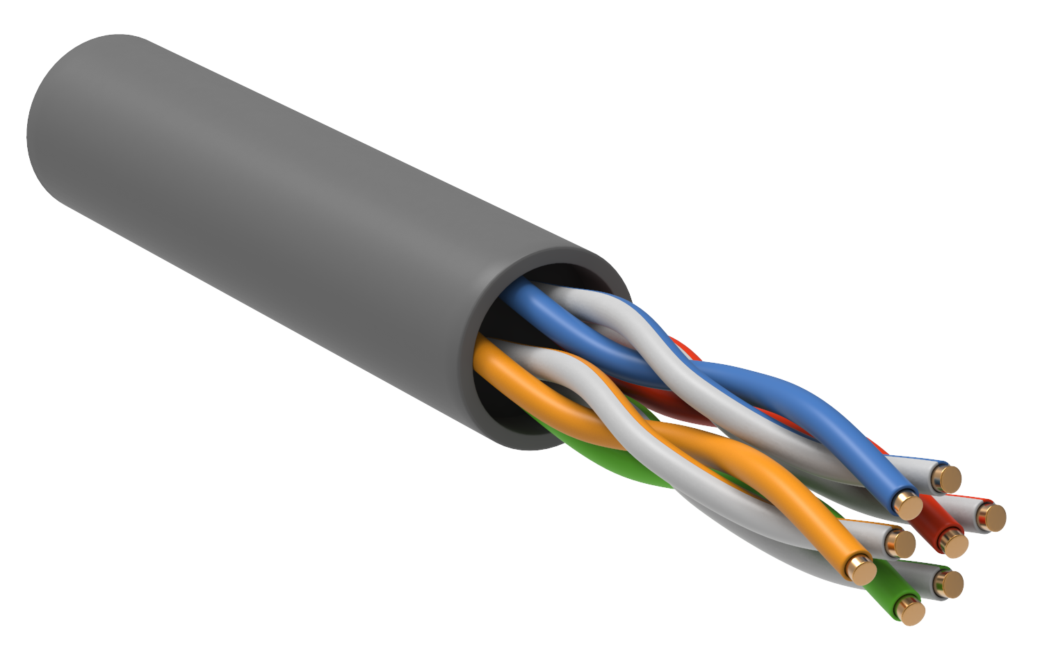 ITK Кабель связи витая пара U/UTP, кат.5E 4х2х24AWG solid, PVC, 305м, серый ИЭК, LC1-C5E04-111