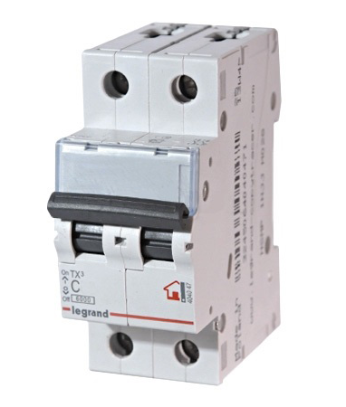 TX3 Автоматический выключатель 2-полюсный, 25А, 6kА (хар-ка В) Legrand, 403988